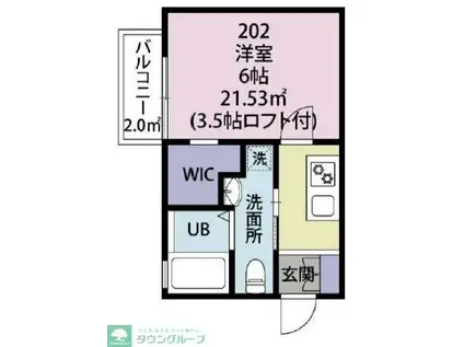 ヒルトップ鴨居(ワンルーム/2階)の間取り写真