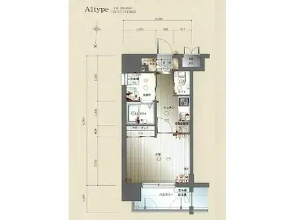 サヴォイステディハウス(1K/4階)の間取り写真