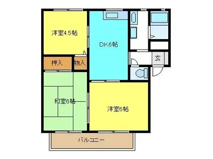 イーストコートB棟(2LDK/2階)の間取り写真