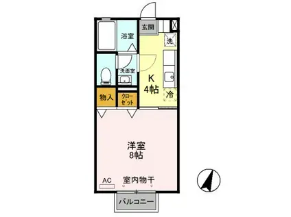 D-ROOMポートシャトー II202(1K/2階)の間取り写真