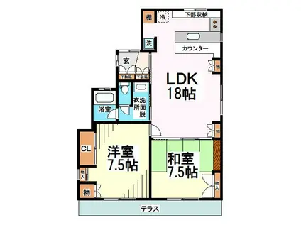 ハウスKM(2LDK/1階)の間取り写真