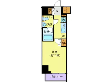 ジェノヴィア川崎VII(1K/4階)の間取り写真