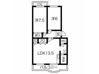 エステイタスKH-1(2LDK/2階)の間取り写真