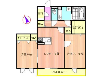 プランドール(2LDK/3階)の間取り写真