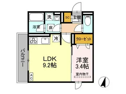 D-ROOMCIX(1LDK/1階)の間取り写真