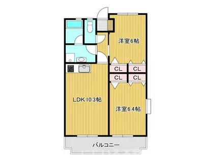 サンモール88(2LDK/3階)の間取り写真