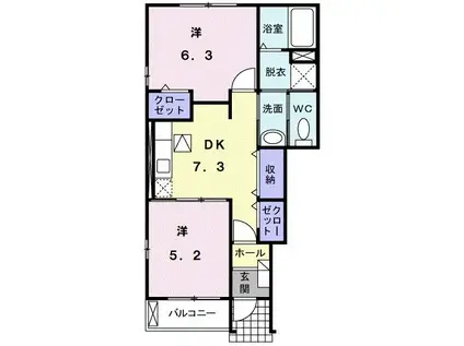 サウスウエー I(2DK/1階)の間取り写真