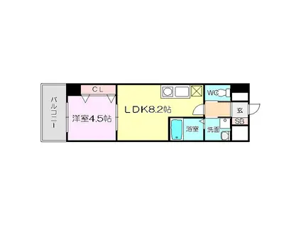 セノアタワー新大阪(1LDK/6階)の間取り写真