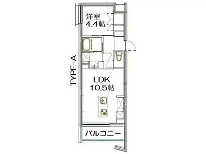 ノースウォール(1LDK/4階)の間取り写真