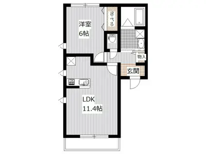 CASA VERDE(1LDK/1階)の間取り写真