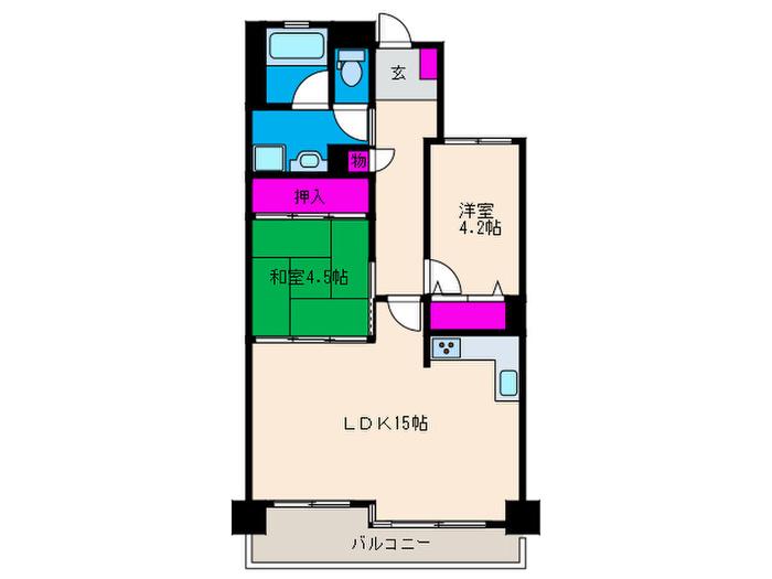 池田天神アーバンリズ(2LDK/3階)の間取り写真
