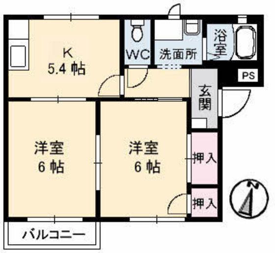 フレグランス旭(2K/2階)の間取り写真
