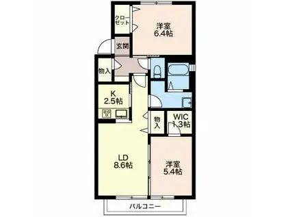 アニマルワン(2LDK/2階)の間取り写真