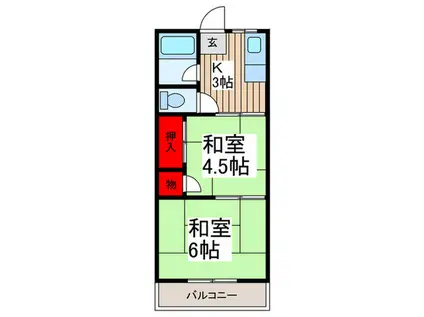 ニュー石井コーポ(2K/1階)の間取り写真