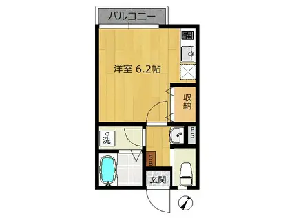 グランニール船橋(ワンルーム/1階)の間取り写真