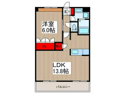 TIARA(1LDK/3階)の間取り写真