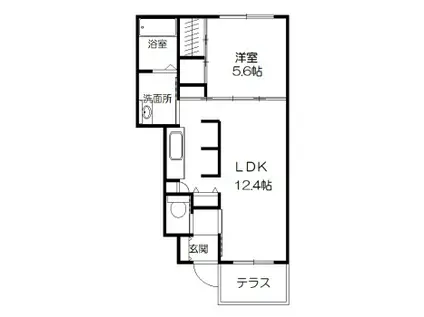 リーヴァST B(1LDK/1階)の間取り写真