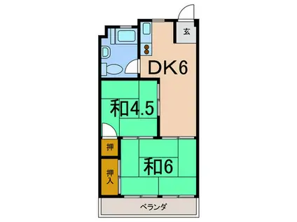 青戸ガーデンハイム(2DK/1階)の間取り写真