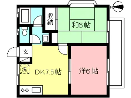 あぱるとかやま2(2DK/1階)の間取り写真