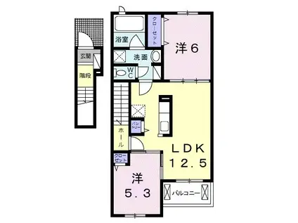 BELLE CREST I(2LDK/2階)の間取り写真