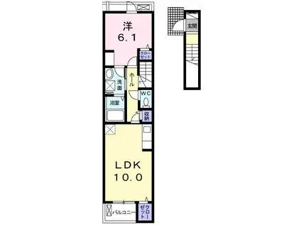 ソレイユ大和(1LDK/2階)の間取り写真