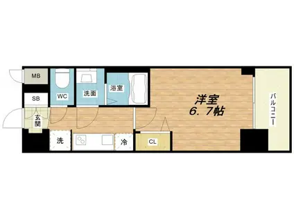 プレサンス谷町九丁目ディセオ(1K/4階)の間取り写真