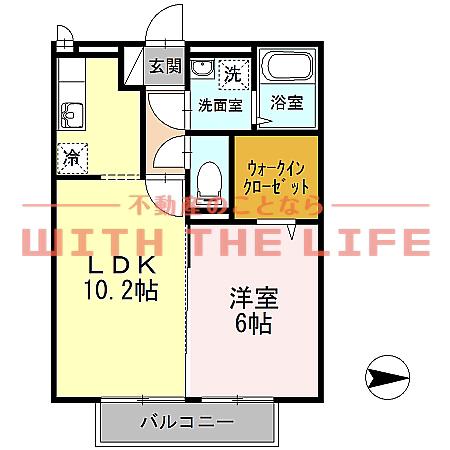 ガーデンヒルズ荒木(1LDK/2階)の間取り写真