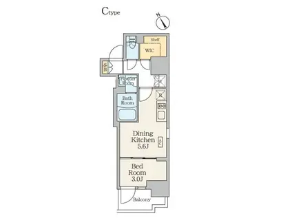クレストコート門前仲町(1DK/8階)の間取り写真