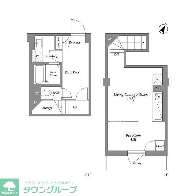 ザ・レジデンス用賀(1LDK/B1階)の間取り写真