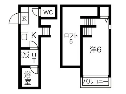 アルバーノ北山(1K/2階)の間取り写真