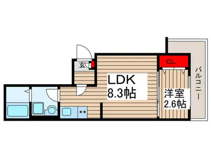 KLEISひばりヶ丘(1LDK/3階)の間取り写真