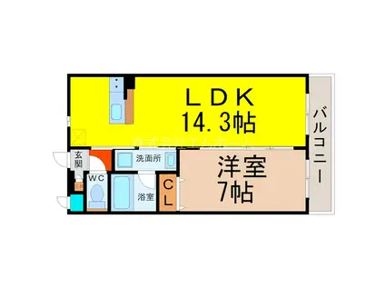 REXCIA II(1LDK/1階)の間取り写真