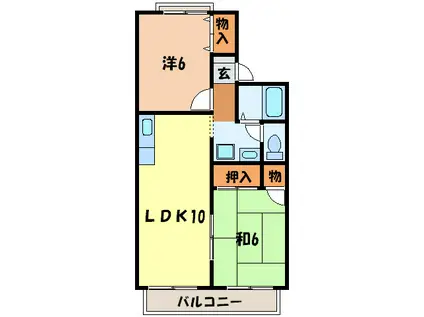 エレガントハイツI(2LDK/2階)の間取り写真