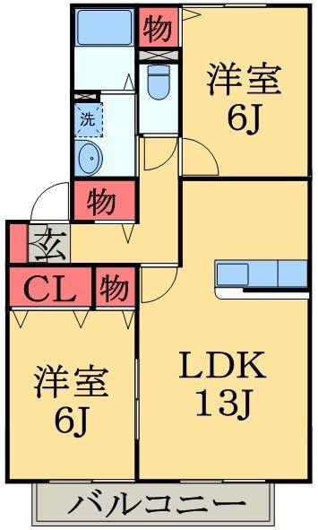 YMAⅠ(2LDK/1階)の間取り写真