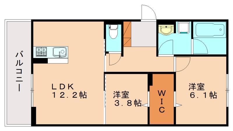 PURE WIND GARDEN B棟(2LDK/2階)の間取り写真