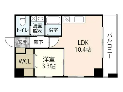 ペルソナ大手町(1LDK/9階)の間取り写真
