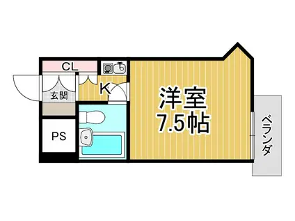 キューブ南武庫之荘3(1K/4階)の間取り写真