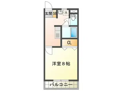 ウィステリアカルムタウンB棟(1DK/1階)の間取り写真