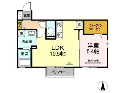 サンブロッサム ウエストA・B棟(1LDK/2階)の間取り写真