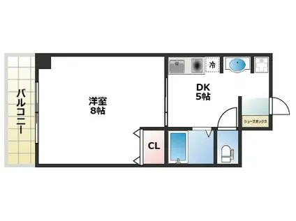 グランデージ長田東(1DK/9階)の間取り写真