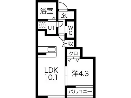 ネートルグルース(1LDK/1階)の間取り写真