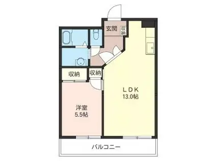 センパークB棟(1LDK/2階)の間取り写真