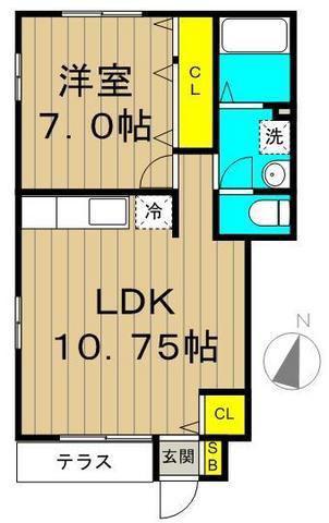 パラッツォ石神井(1LDK/1階)の間取り写真