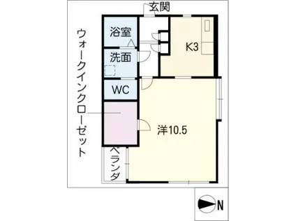 フローラルパレス(1K/2階)の間取り写真