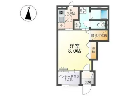 大口町 (1K/1階)の間取り写真