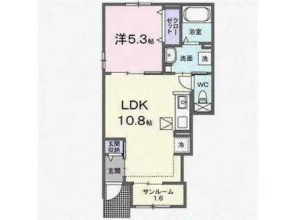 アプファールドII(1LDK/1階)の間取り写真