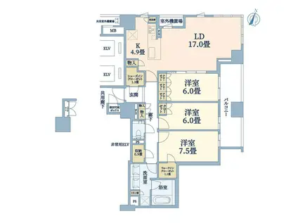 ザ・パークハウス大阪梅田タワー(3LDK/30階)の間取り写真