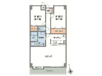 第3エスケービル(2LDK/8階)の間取り写真