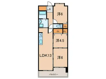 サンヴエール舞子二番館(3LDK/2階)の間取り写真