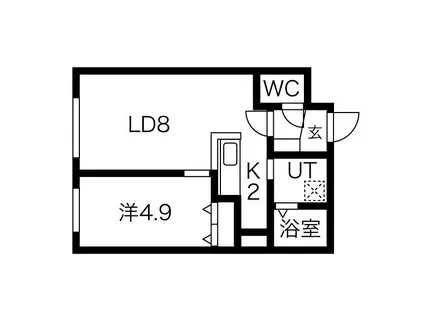 アズールVII(1LDK/3階)の間取り写真